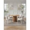 Manhattan Comfort 5-Piece Hathaway 47.24 Round Dining Set in Natural with 4 Palmer Dining Armchairs in Ivory 4-DT03DC088AR-NAIV - alternate 1